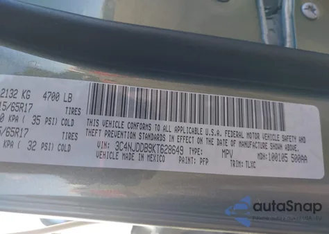 2019 Jeep Compass Trailhawk 4X4 z USA, uszkodzony, nr VIN 3C4NJDDB9KT628649